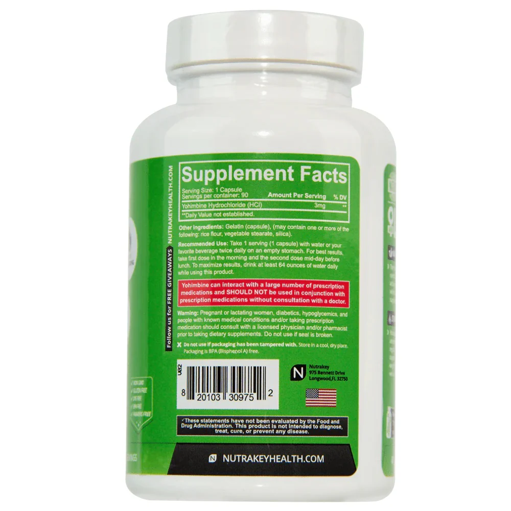 NutraKey: Yohimbine HCL, 90 Capsules - Image 2